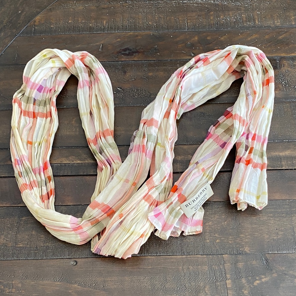 100% Authentic Burberry Pastel Checkered Scarf!  80 inches x 16 inches!